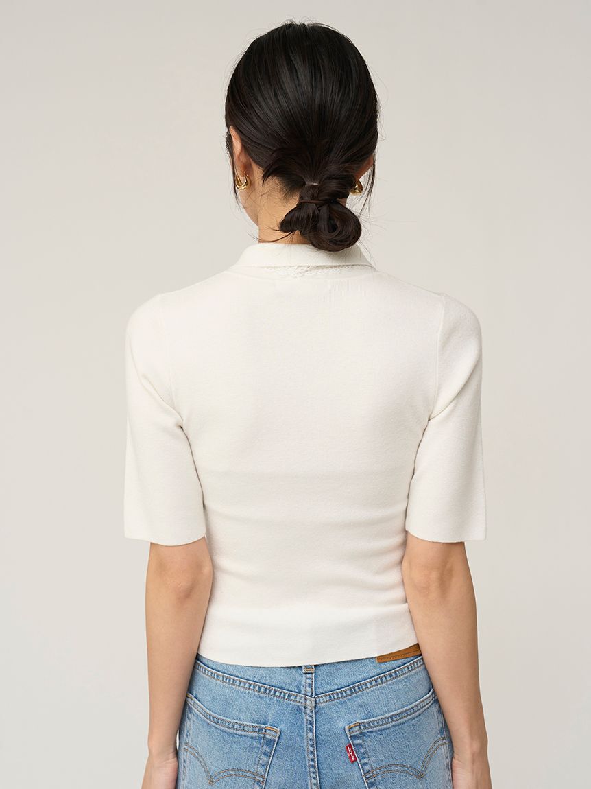 SNIDEL「エンブロイダリーカラードッキングニット」|ニット・セーター|