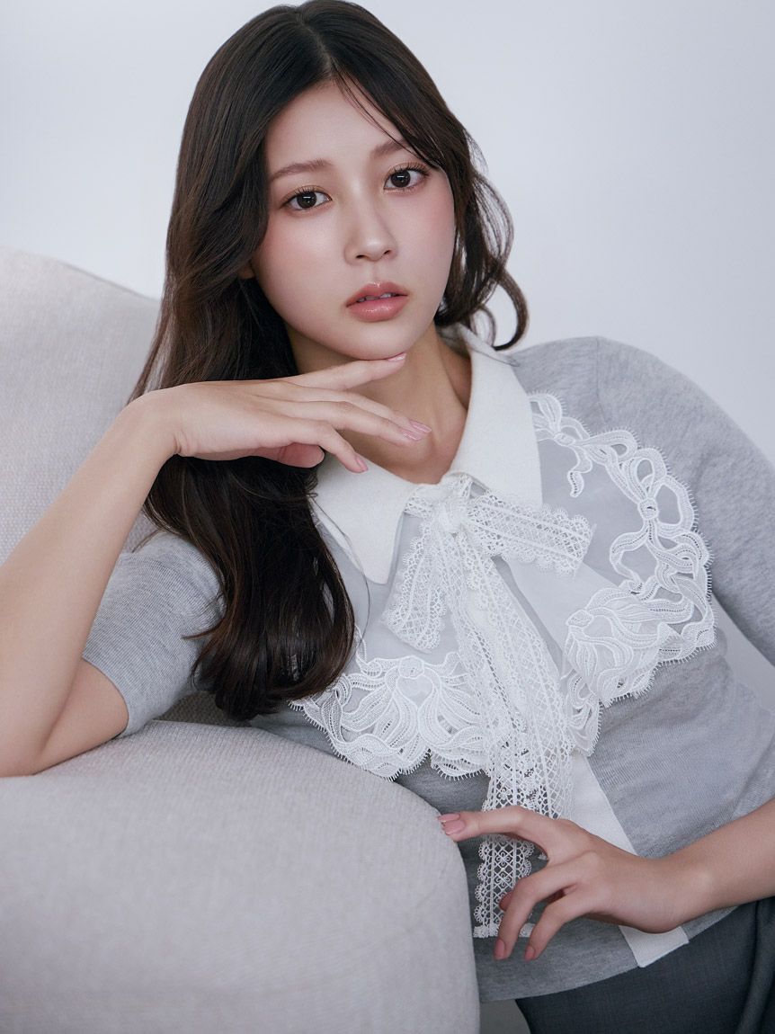 SNIDEL「エンブロイダリーカラードッキングニット」|ニット・セーター|LGRY