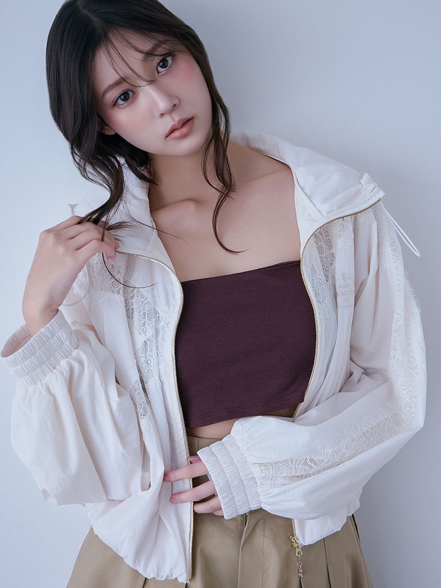 SNIDEL「【Chacott】コラボナイロンレースブルゾン」|ブルゾン・スタジャン|