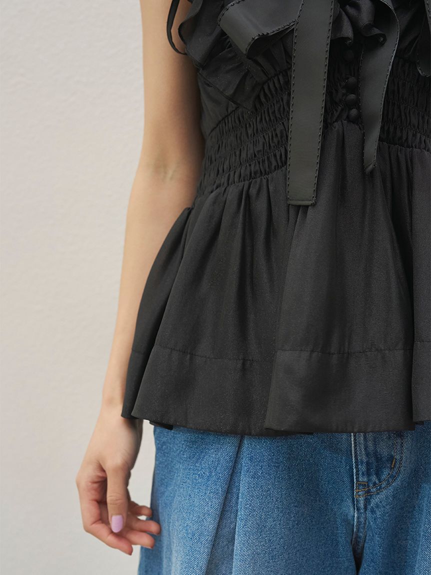 SNIDEL「シアーペプラムリボンブラウス」|シャツ・ブラウス|