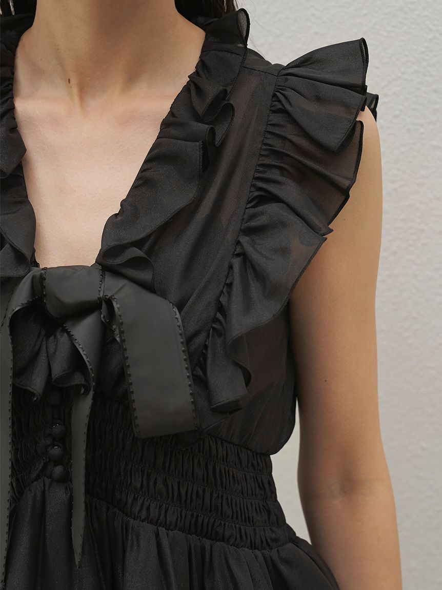 SNIDEL「シアーペプラムリボンブラウス」|シャツ・ブラウス|