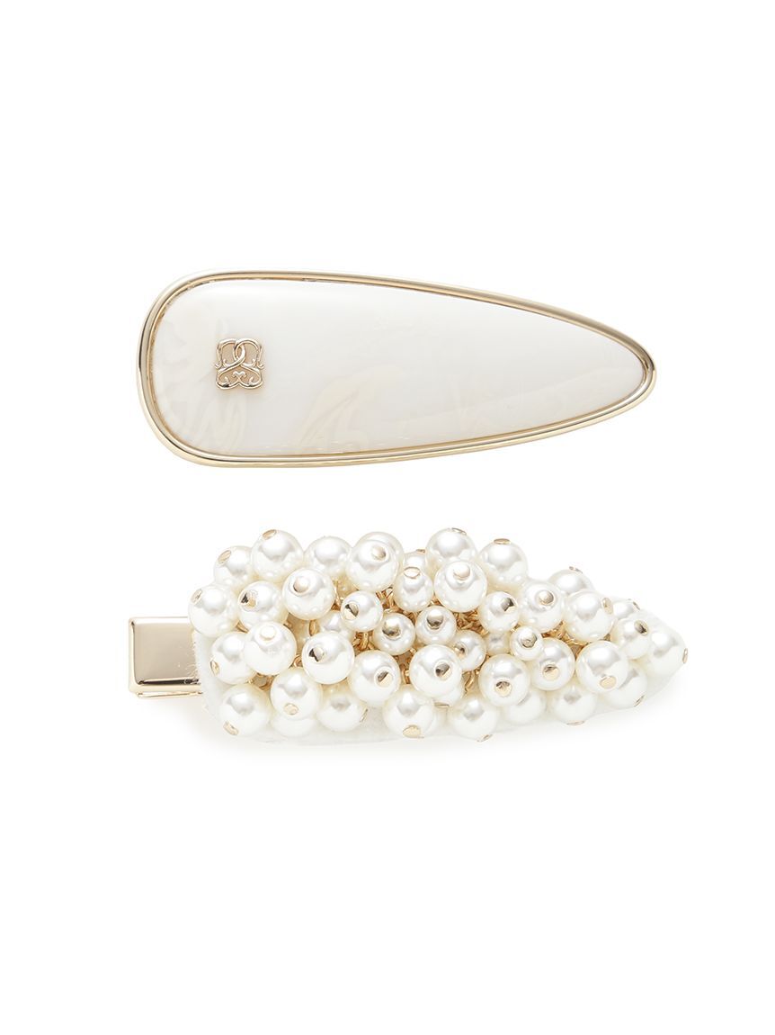 SNIDEL「ビーズヘアクリップセット」|ヘアバンド|WHT