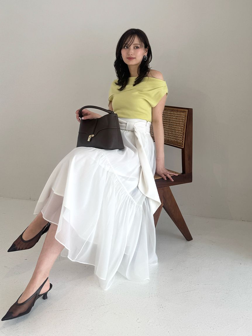 SNIDEL「ベルトデザインシアースカート」|スカート|WHT