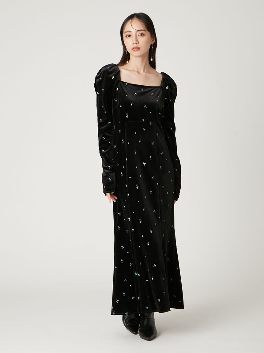 FRAY I.D「ベロアナローワンピース」|ワンピース|