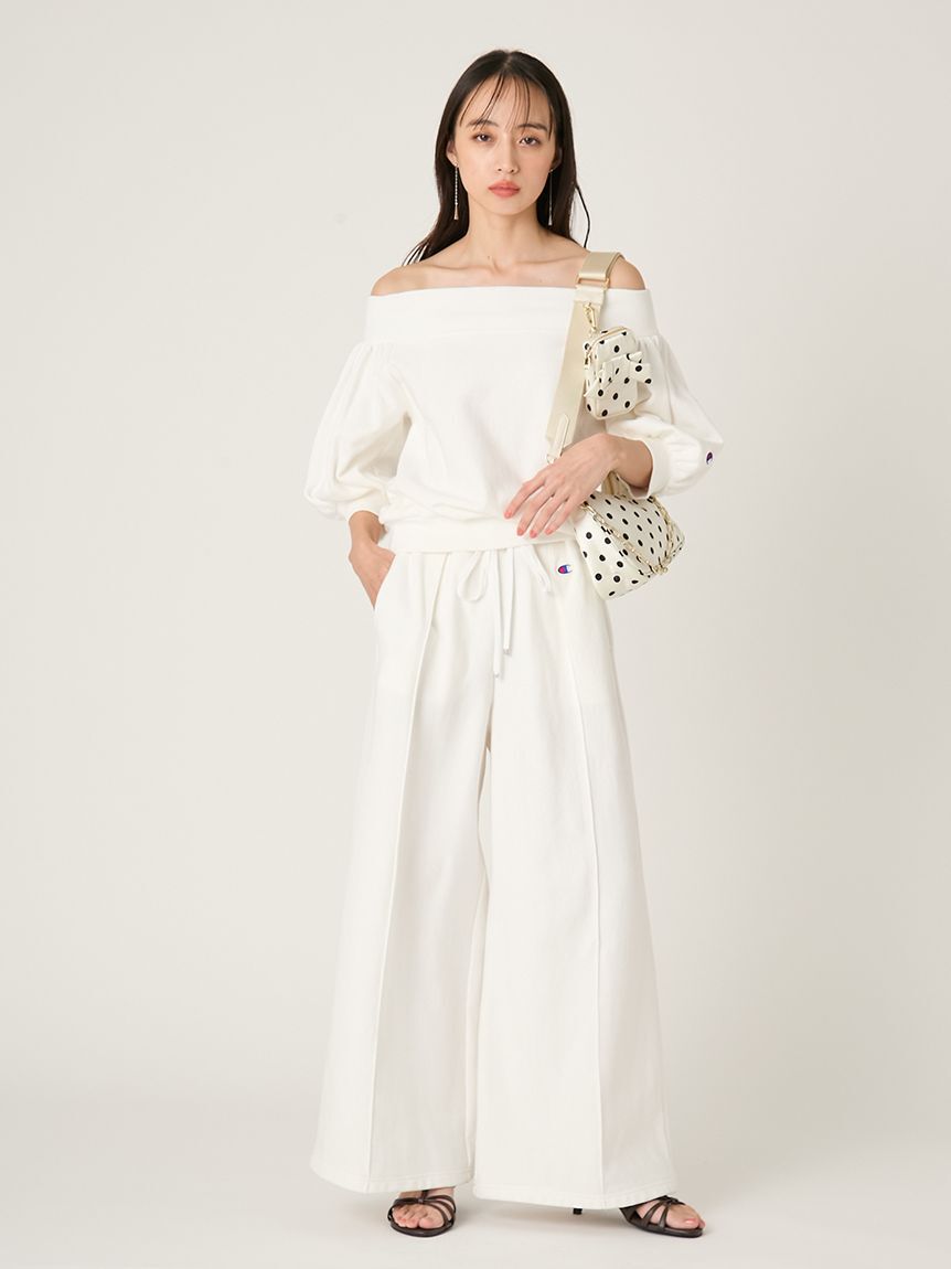 FRAY I.D「【FRAY I.D｜Champion】パフスリーブオフショルスウェット」|スウェット・ジャージ|