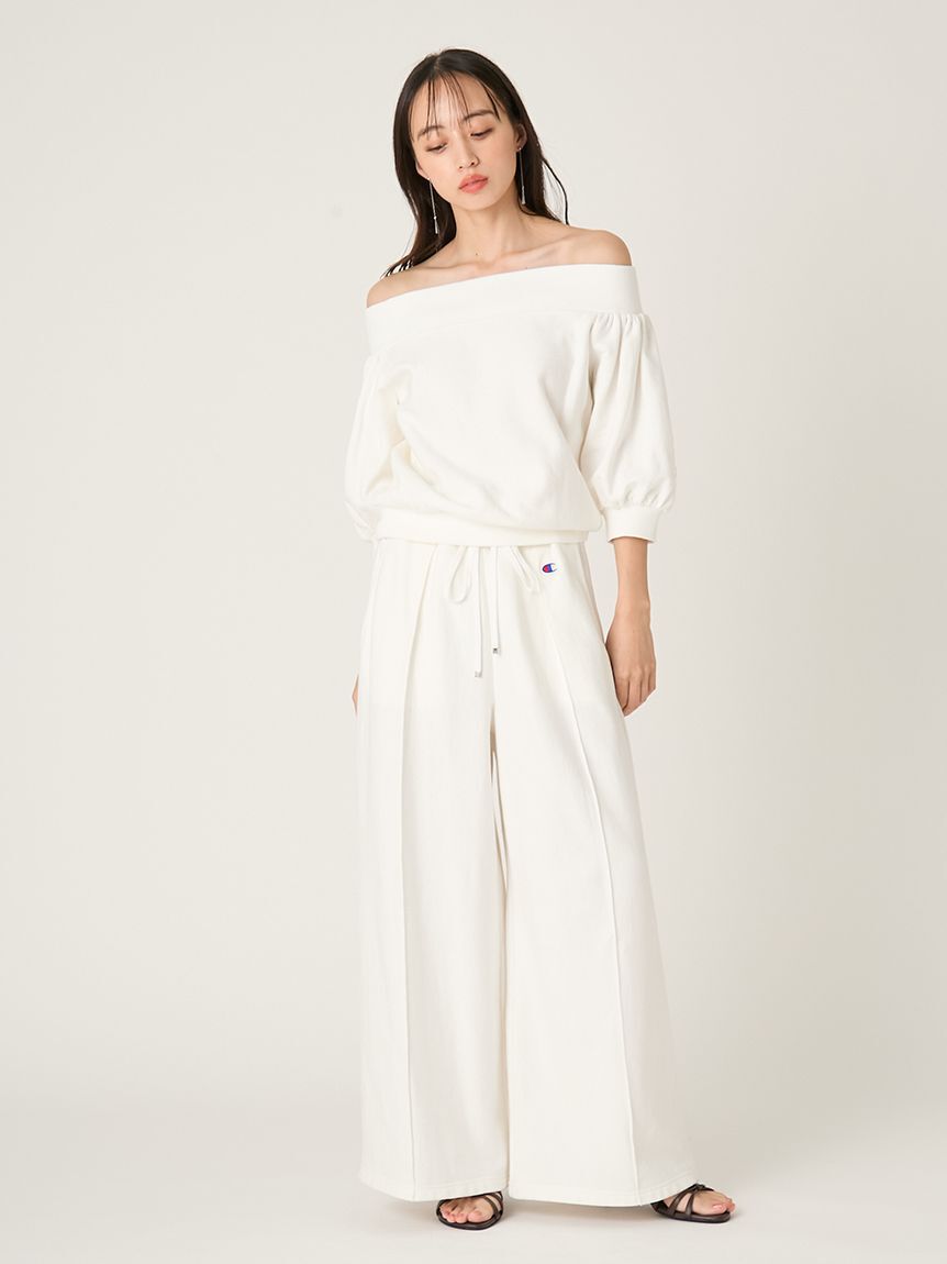 FRAY I.D「【FRAY I.D｜Champion】パフスリーブオフショルスウェット」|スウェット・ジャージ|