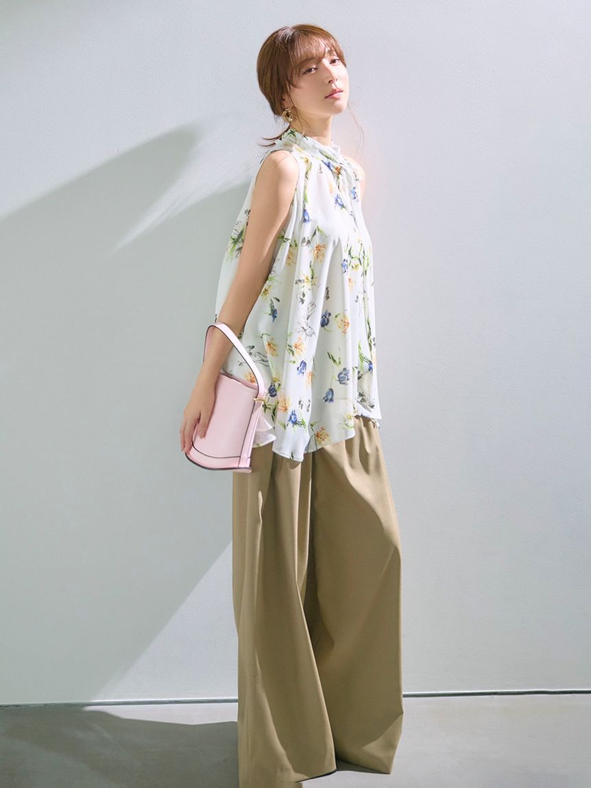 FRAY I.D「デザインタックワイドバギースラックス／ウォッシャブル」|チノ|