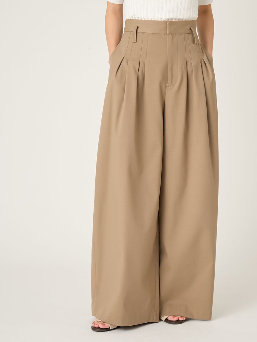 FRAY I.D「デザインタックワイドバギースラックス／ウォッシャブル」|チノ|