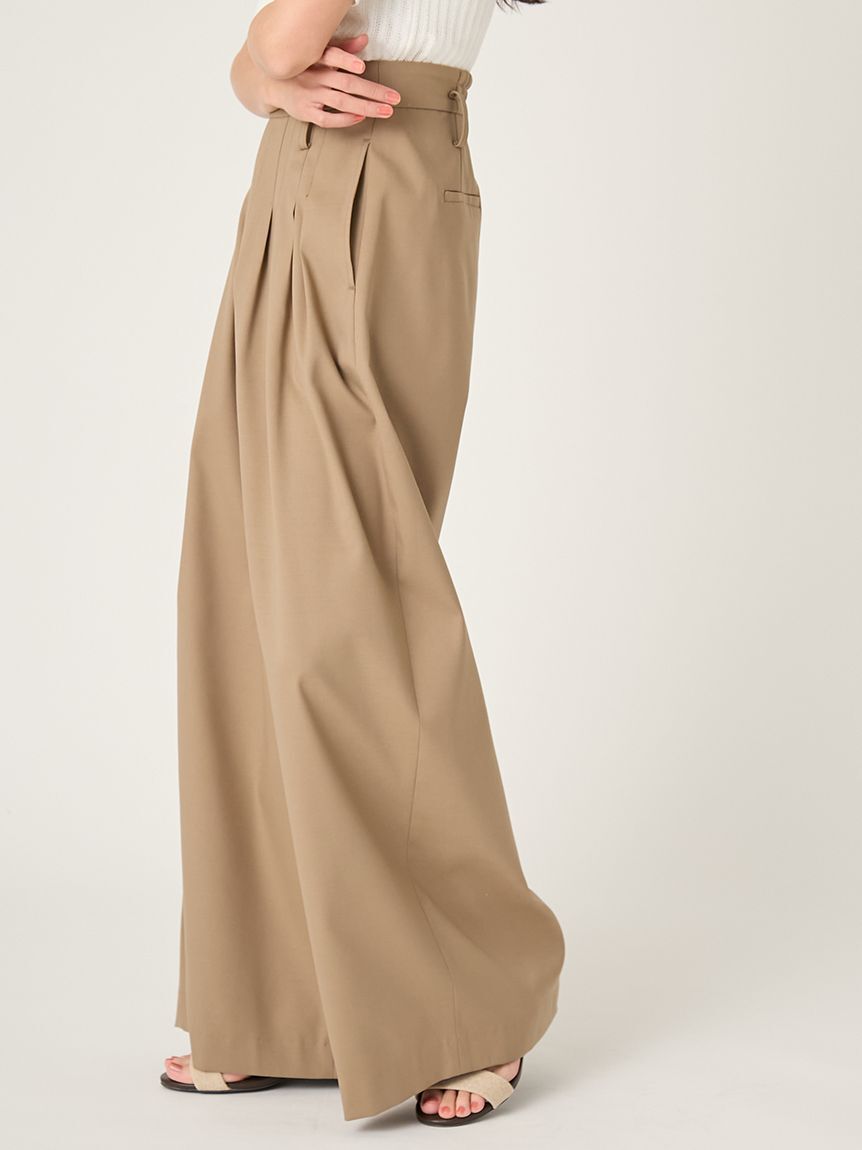 FRAY I.D「デザインタックワイドバギースラックス／ウォッシャブル」|チノ|