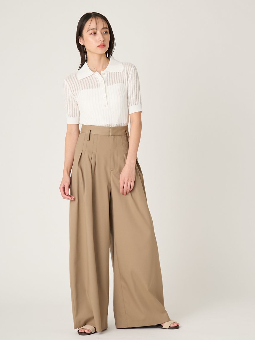 FRAY I.D「デザインタックワイドバギースラックス／ウォッシャブル」|チノ|