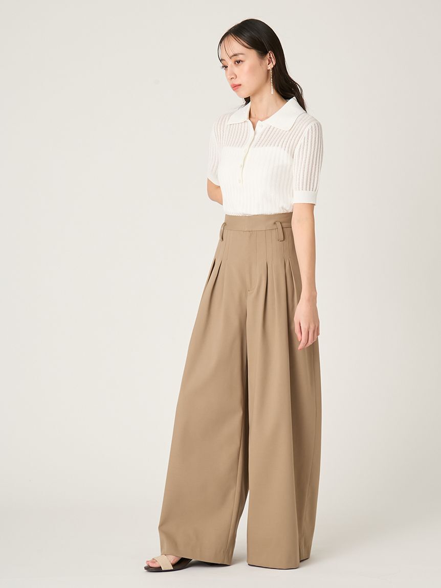 FRAY I.D「デザインタックワイドバギースラックス／ウォッシャブル」|チノ|