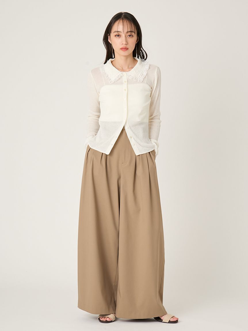 FRAY I.D「デザインタックワイドバギースラックス／ウォッシャブル」|チノ|