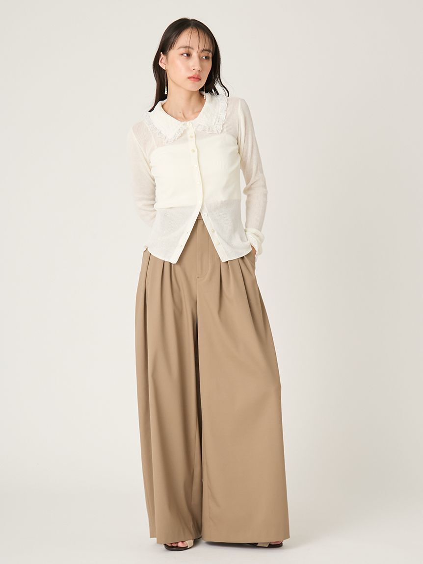 FRAY I.D「デザインタックワイドバギースラックス／ウォッシャブル」|チノ|