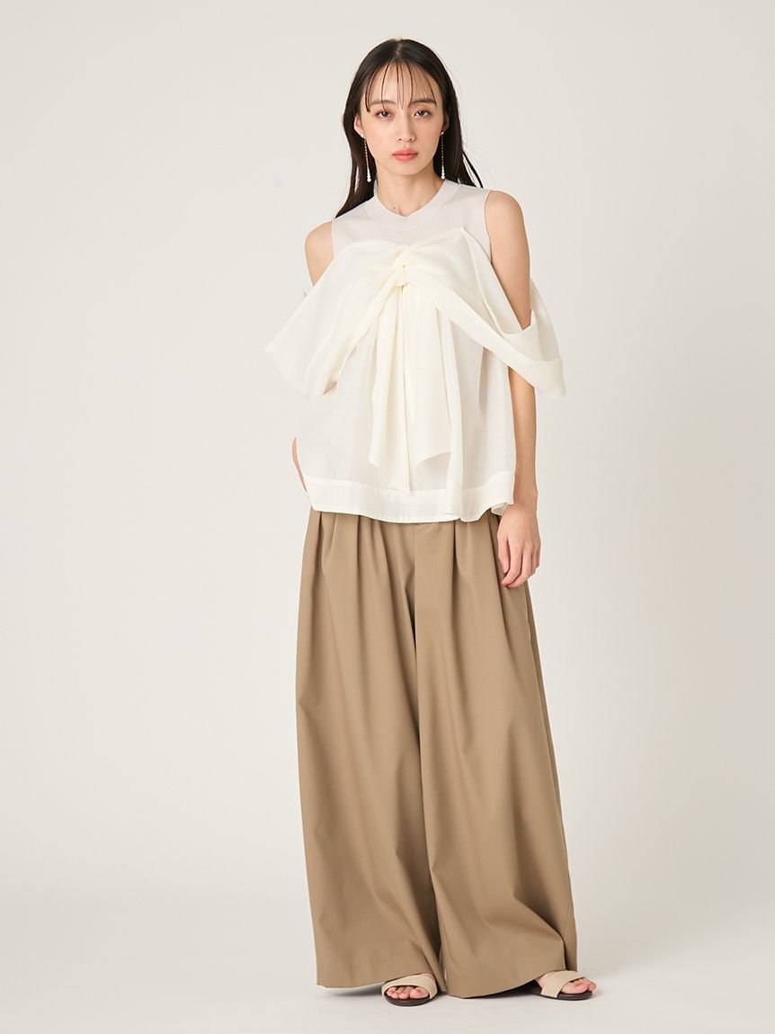 FRAY I.D「デザインタックワイドバギースラックス／ウォッシャブル」|チノ|