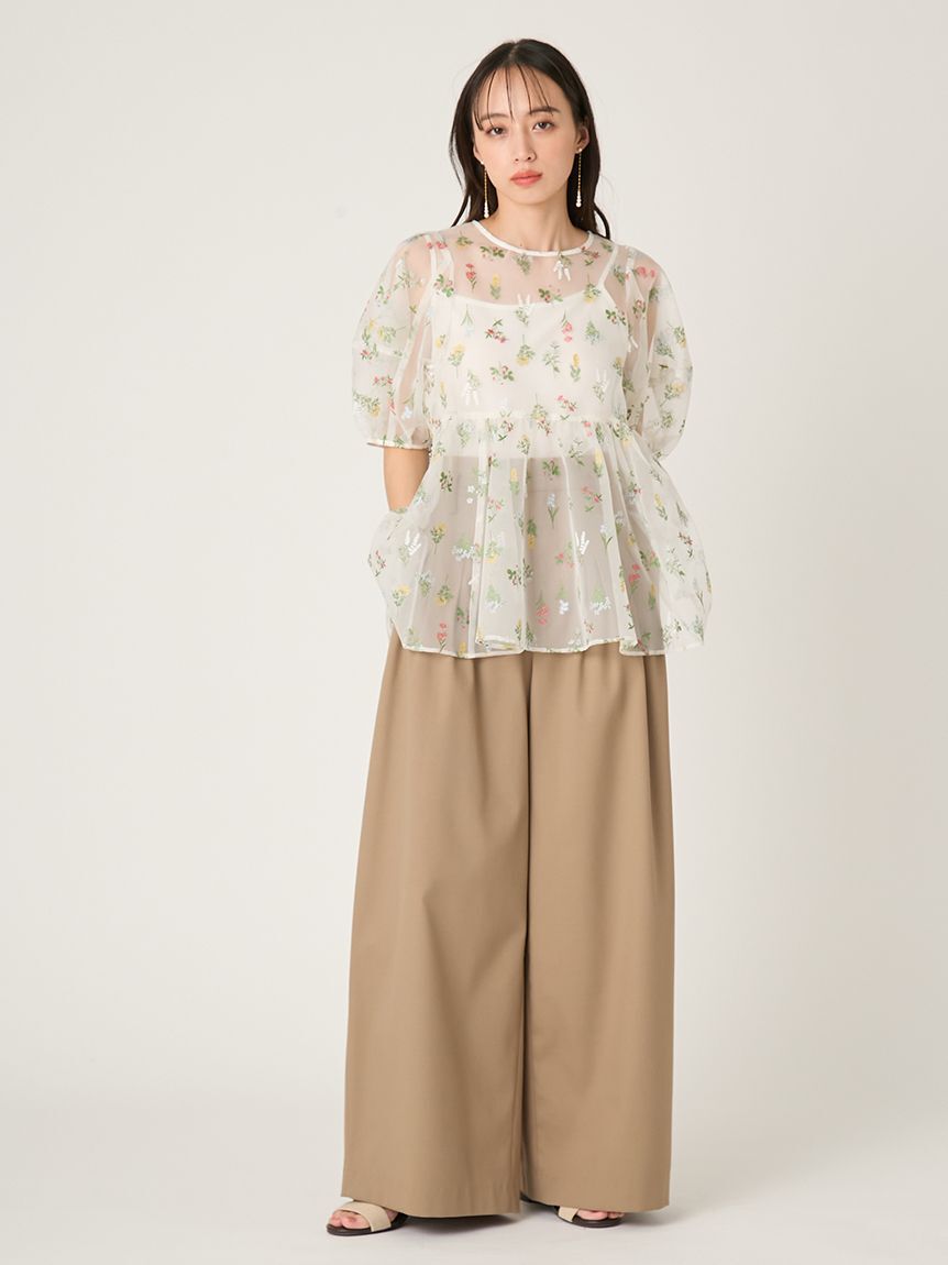 FRAY I.D「デザインタックワイドバギースラックス／ウォッシャブル」|チノ|