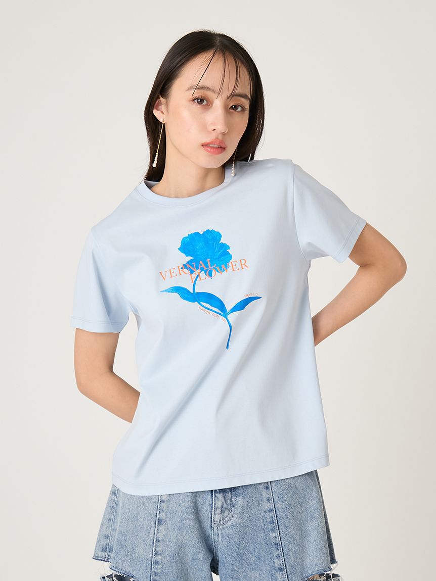 FRAY I.D「コンパクトフラワープリントTシャツ」|Tシャツ・カットソー|