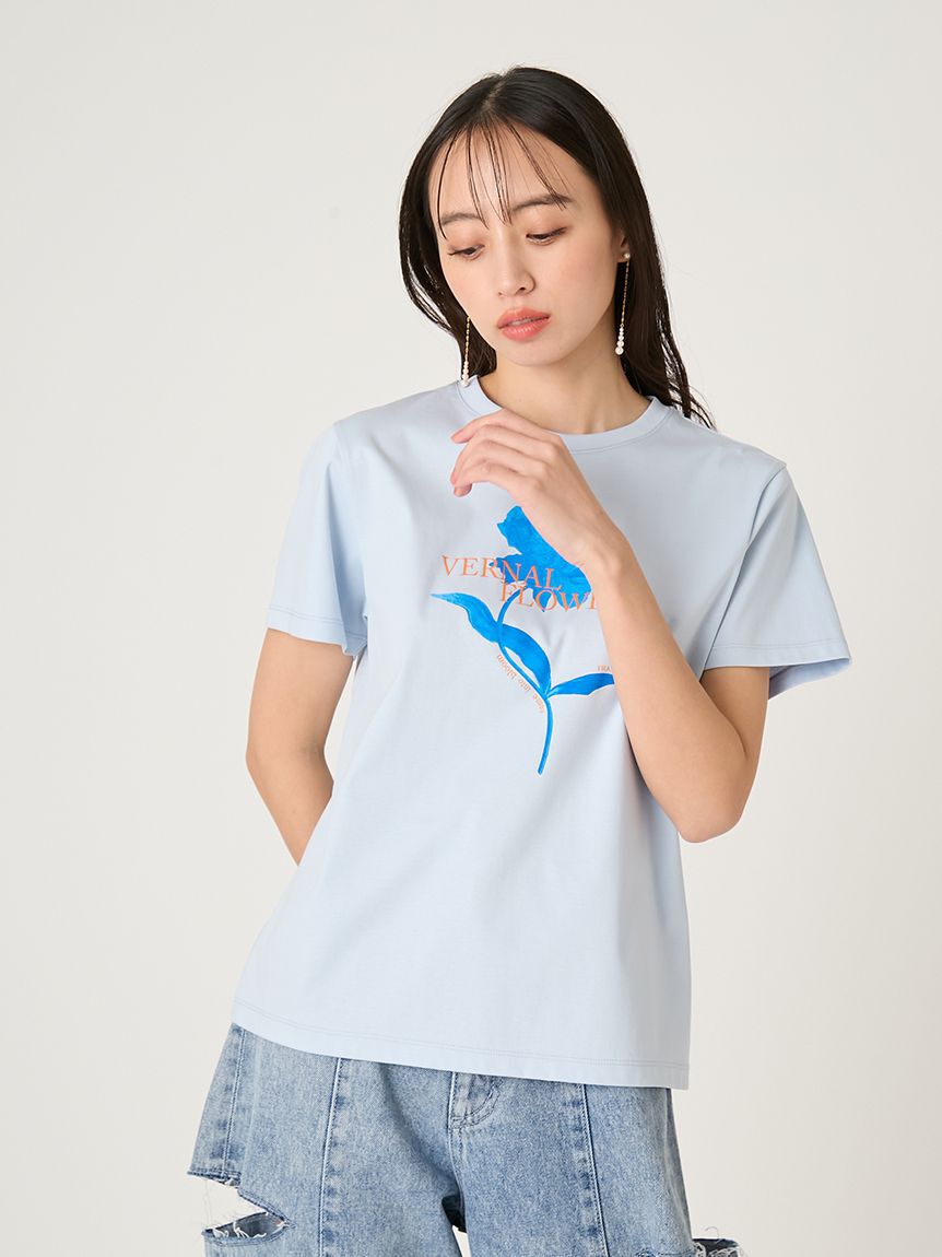 FRAY I.D「コンパクトフラワープリントTシャツ」|Tシャツ・カットソー|