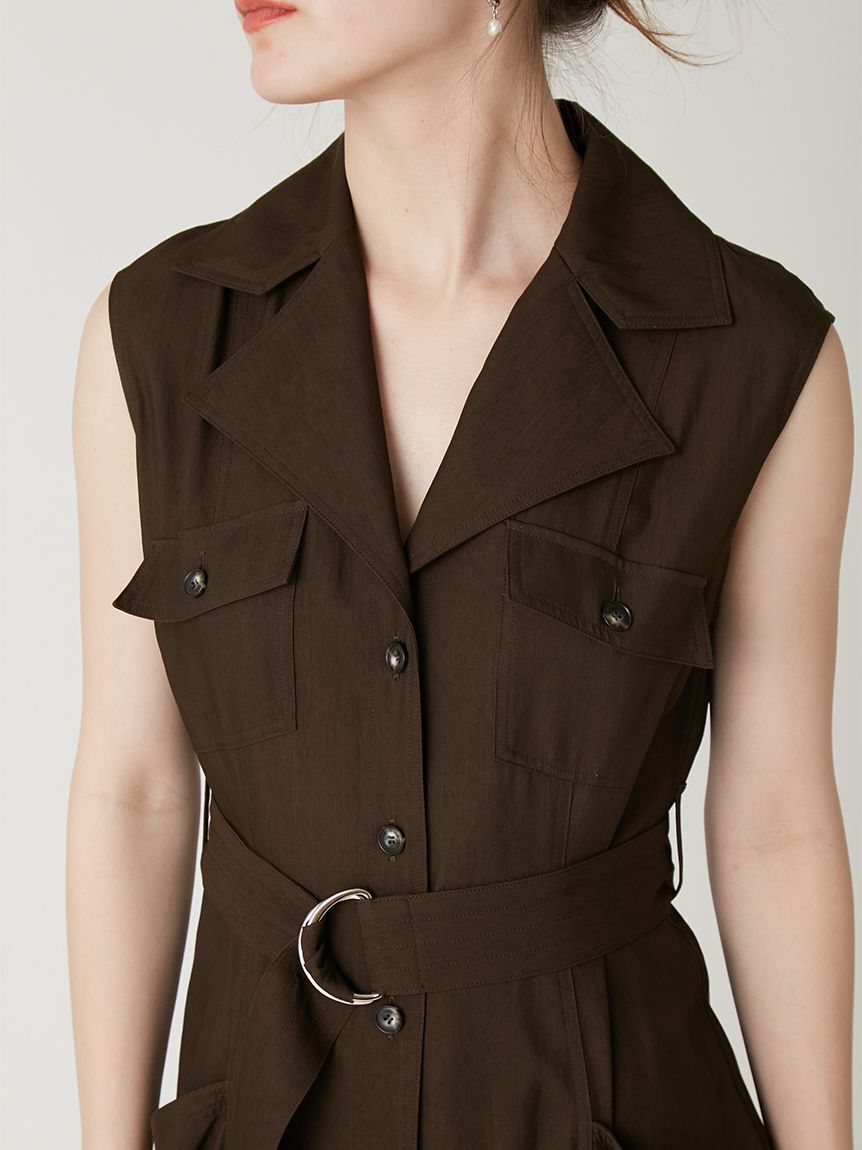 FRAY I.D「リネンブレンドビッグポケットサファリワンピース」|ワンピース|