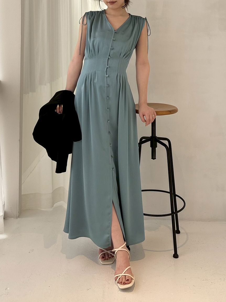 FRAY I.D「ウエストタックサテンワンピース／ウォッシャブル」|ワンピース|BLU