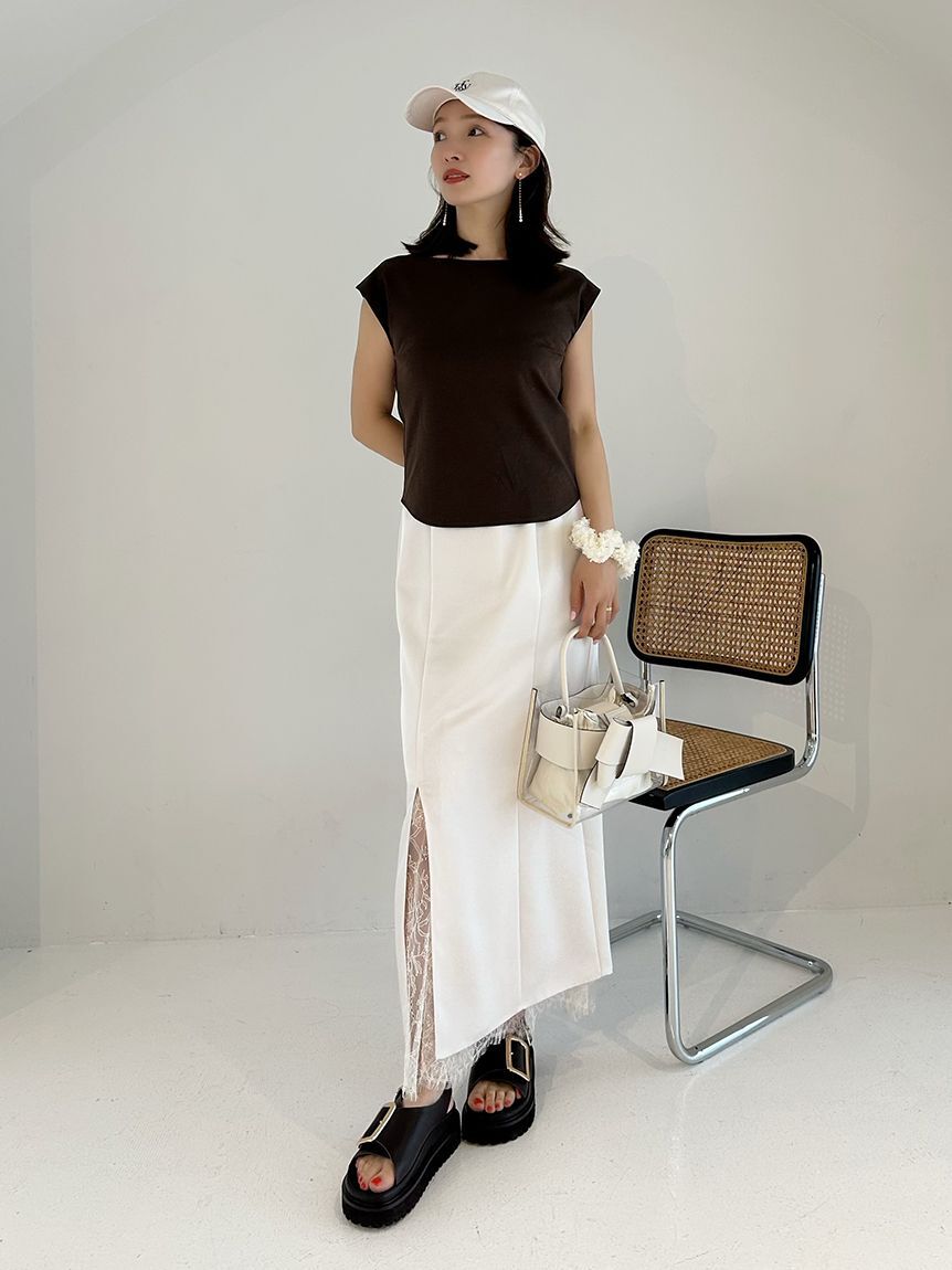 FRAY I.D「レースレイヤードサテンスカート」|スカート|