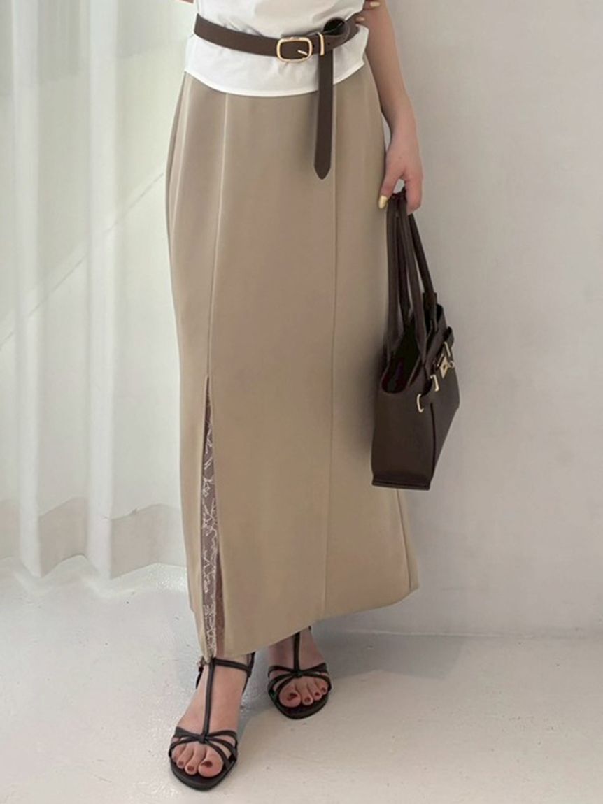 FRAY I.D「レースレイヤードサテンスカート」|スカート|