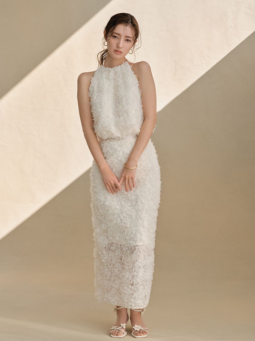 FRAY I.D「3Dフラワーストレートスカート」|スカート|WHT