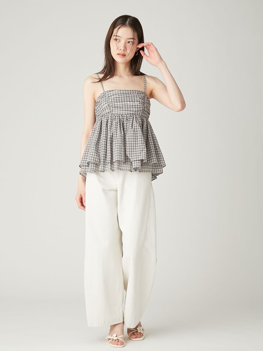 FRAY I.D「バックシャンペプラムギャザーキャミソール」|キャミソール|