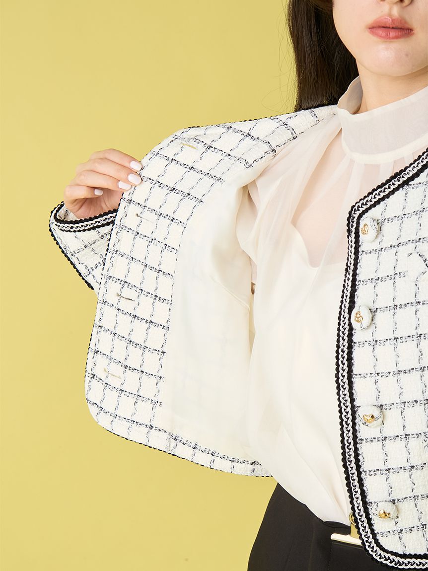 LILY BROWN「ツイードジャケット」|ノーカラージャケット|