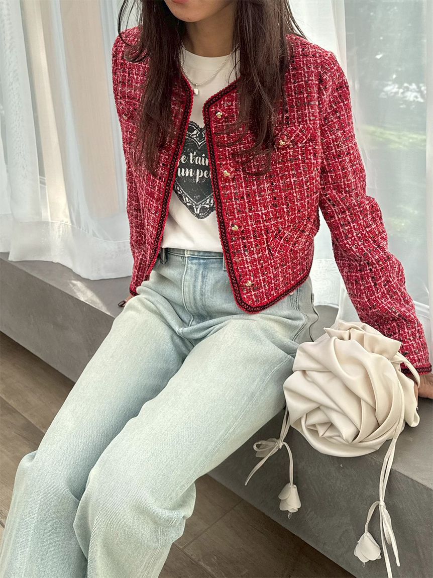 LILY BROWN「ツイードジャケット」|ノーカラージャケット|