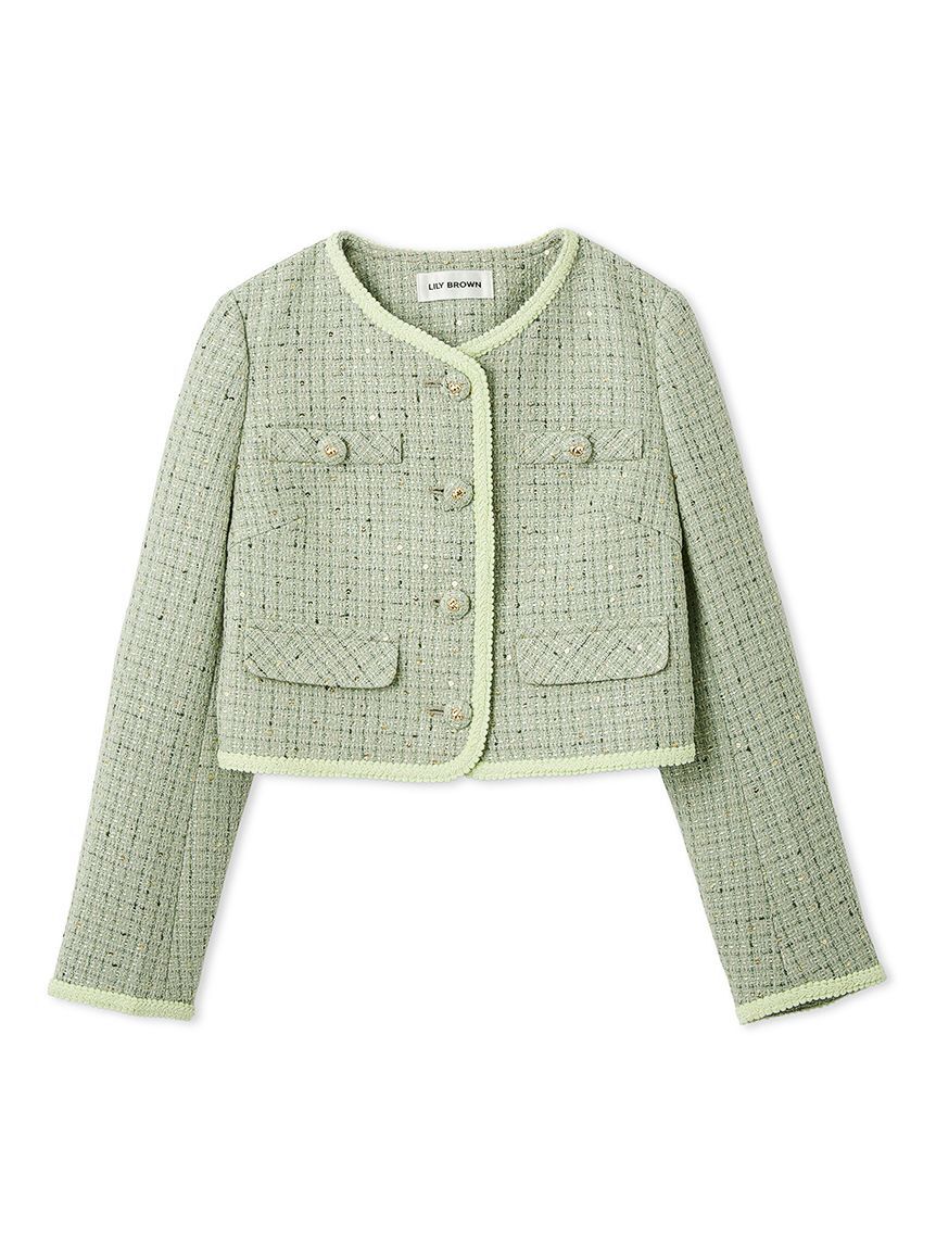 LILY BROWN「ツイードジャケット」|ノーカラージャケット|