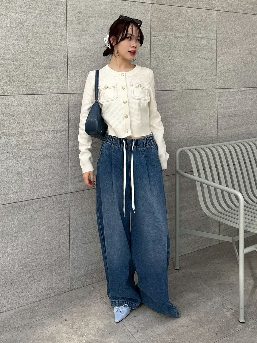 LILY BROWN「コットンニットジャケット」|ノーカラージャケット|