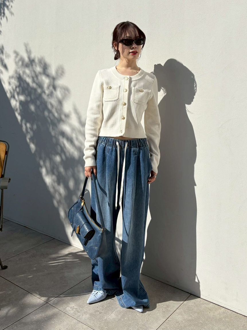 LILY BROWN「コットンニットジャケット」|ノーカラージャケット|