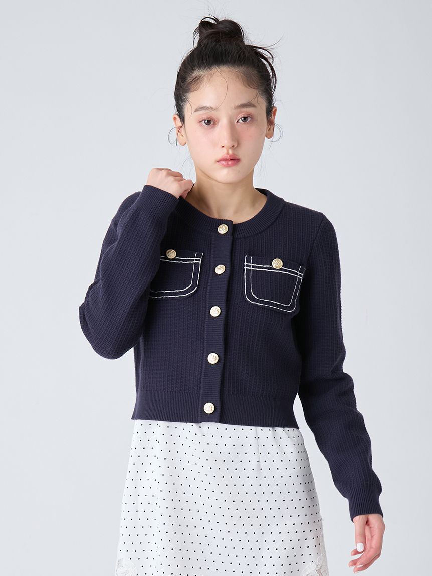 LILY BROWN「コットンニットジャケット」|ノーカラージャケット|