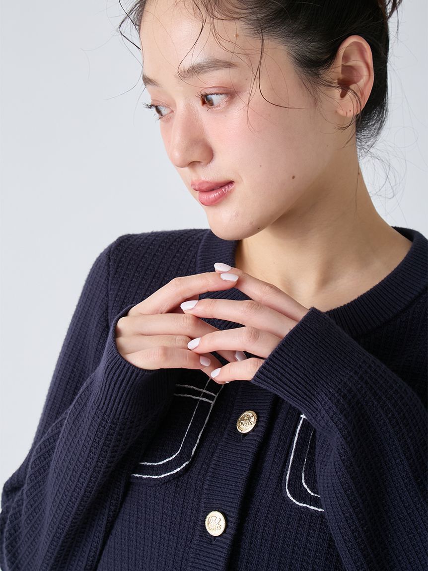 LILY BROWN「コットンニットジャケット」|ノーカラージャケット|