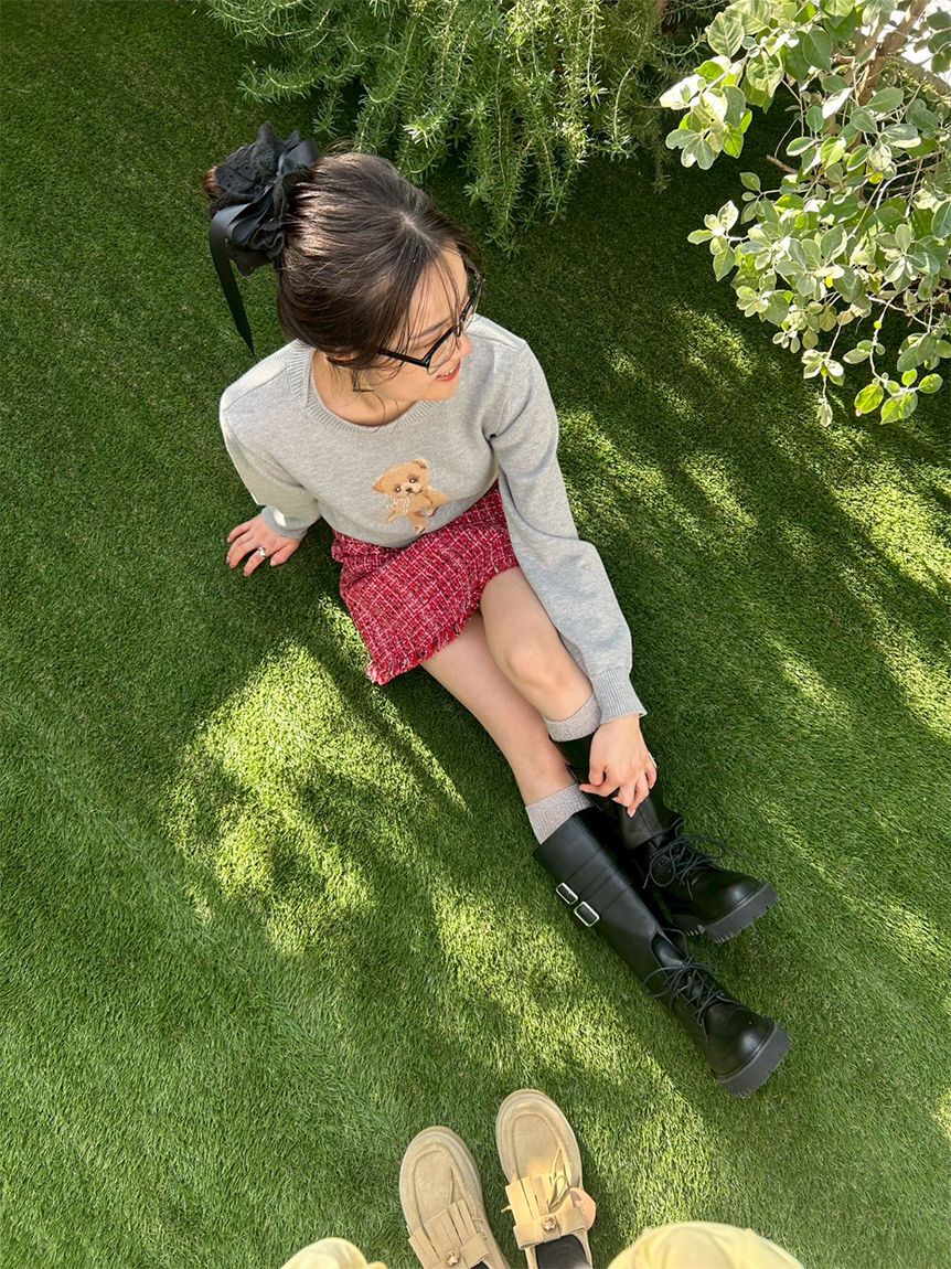 LILY BROWN「Lily Bearハートサテンニット」|ニット・セーター|