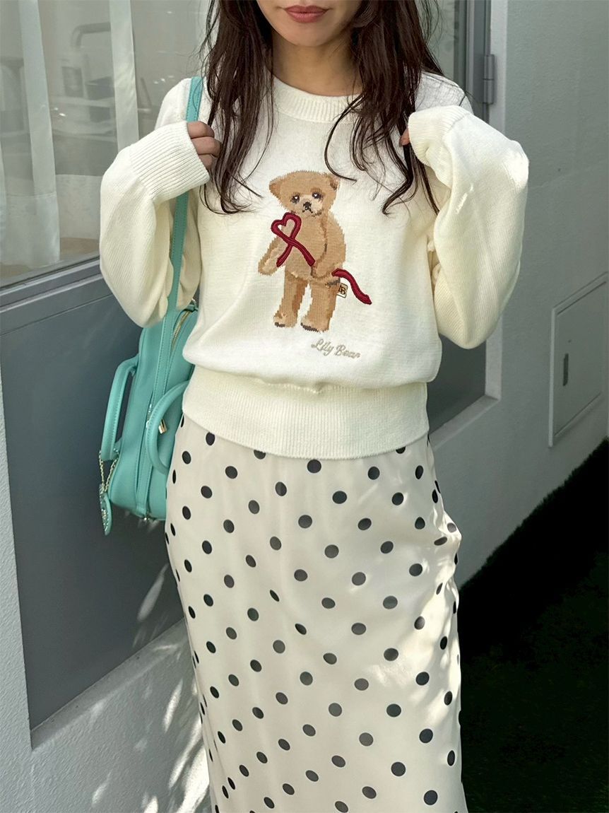 LILY BROWN「Lily Bearハートサテンニット」|ニット・セーター|