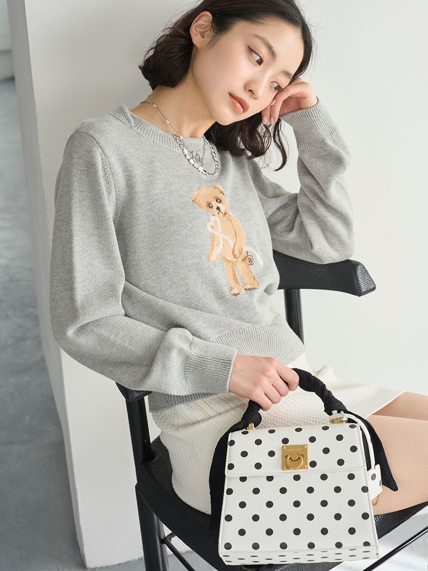 LILY BROWN「Lily Bearハートサテンニット」|ニット・セーター|