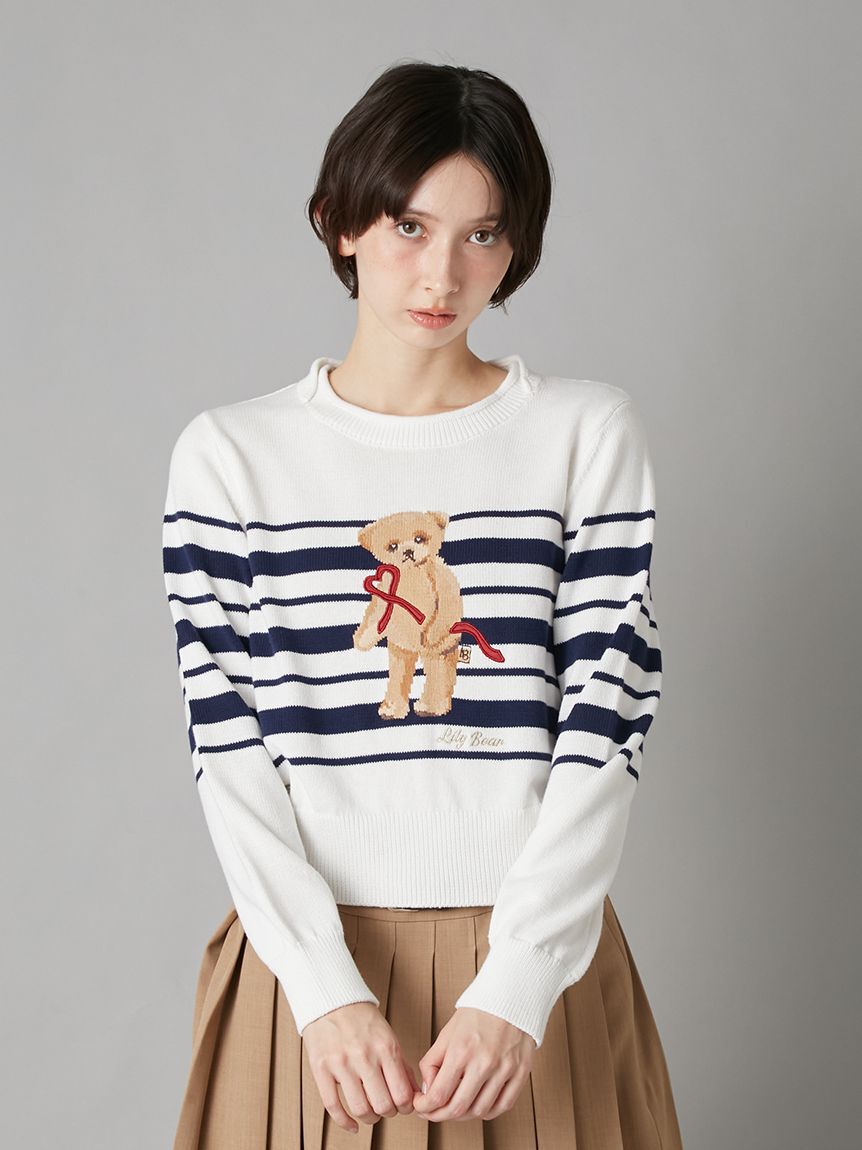 LILY BROWN「Lily Bearハートサテンニット」|ニット・セーター|