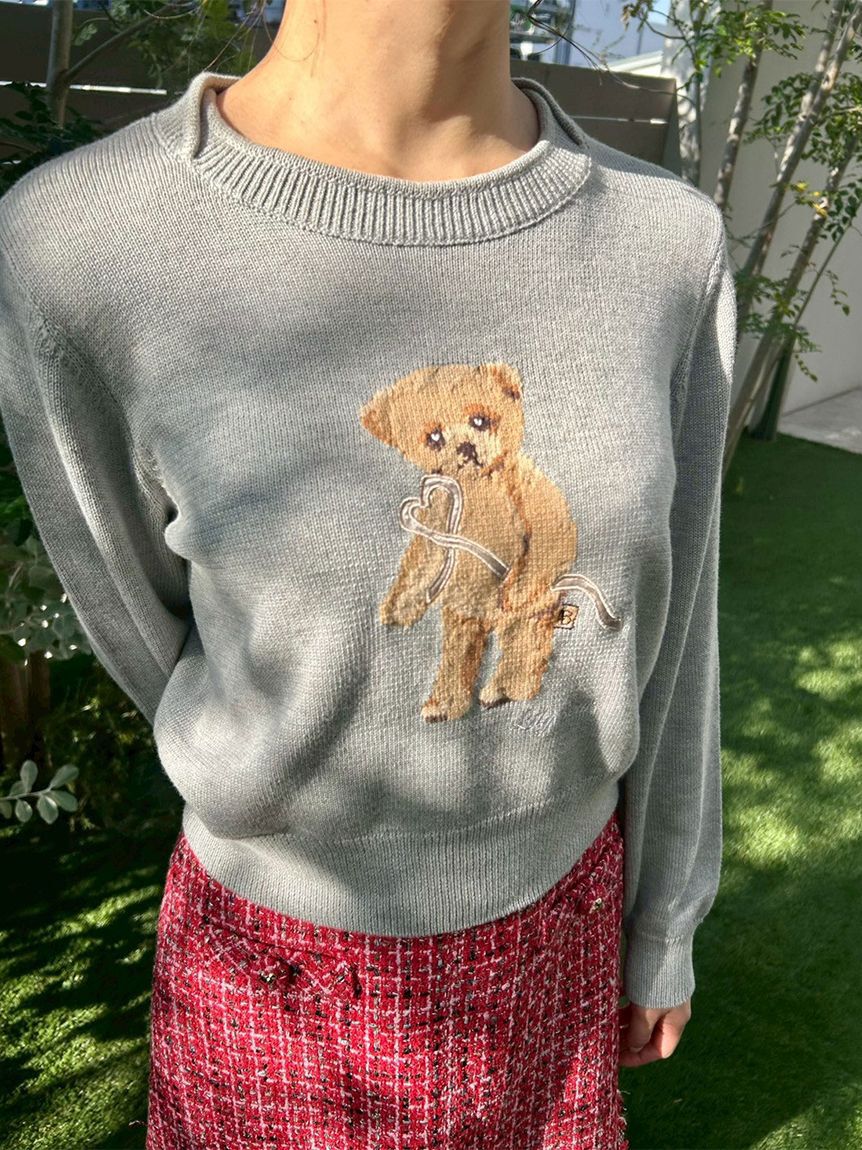 LILY BROWN「Lily Bearハートサテンニット」|ニット・セーター|LGRY