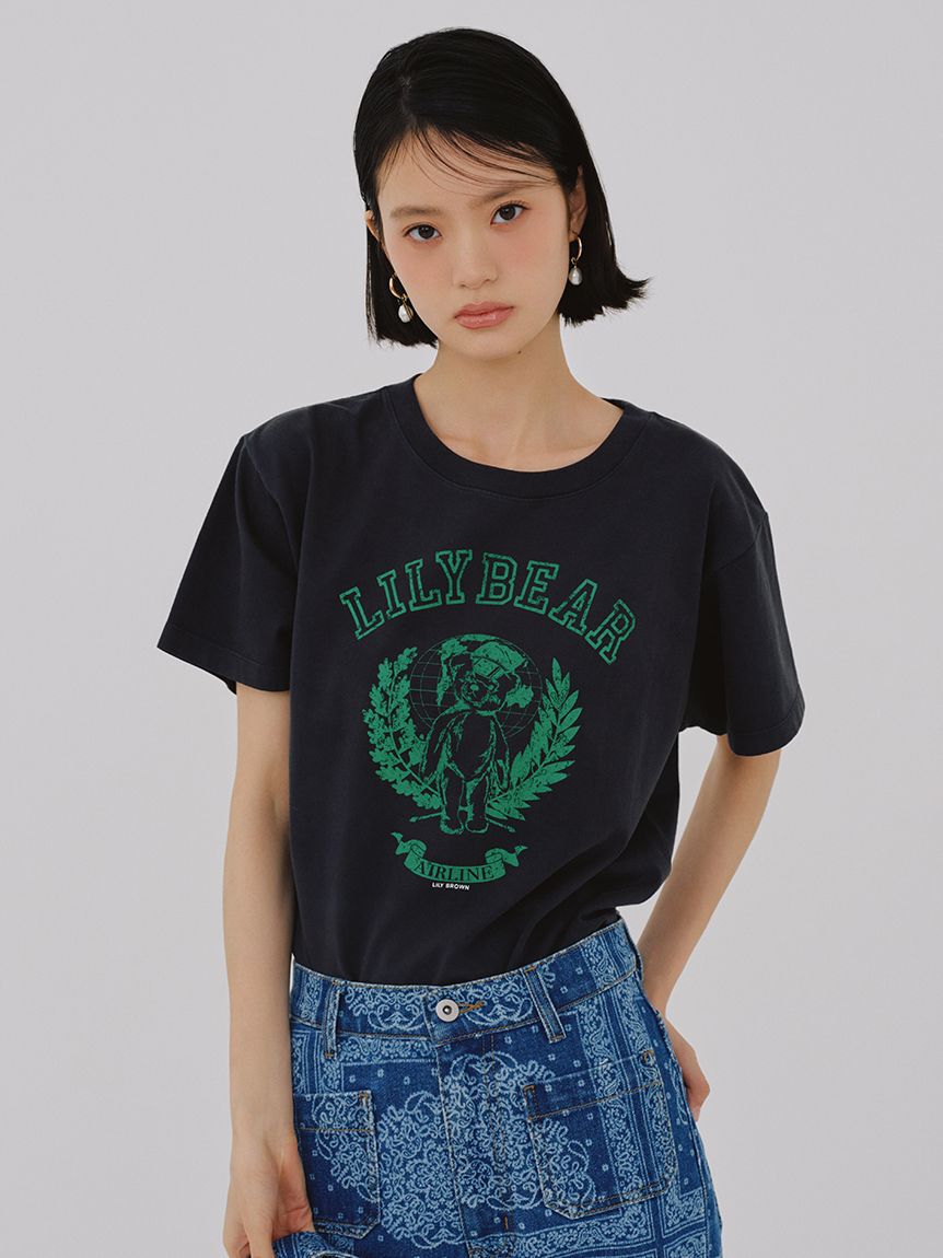 LILY BROWN「【Lily Bear】エアラインTシャツ」|Tシャツ・カットソー|BLK