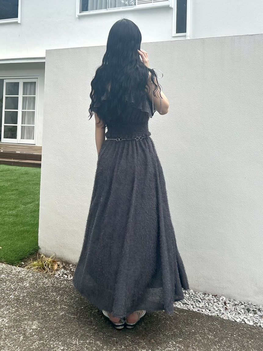 LILY BROWN「フリンジジャガードシャーリングワンピース」|ワンピース|