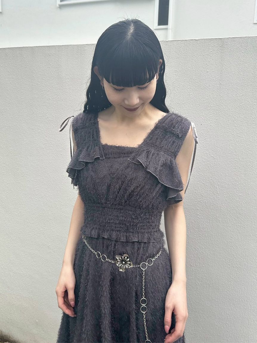 LILY BROWN「フリンジジャガードシャーリングワンピース」|ワンピース|