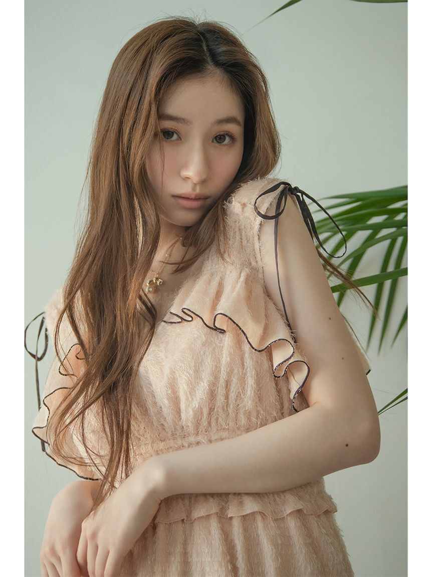 LILY BROWN「フリンジジャガードシャーリングワンピース」|ワンピース|