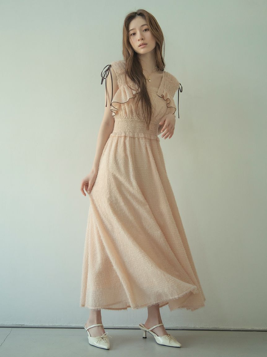 LILY BROWN「フリンジジャガードシャーリングワンピース」|ワンピース|PBEG