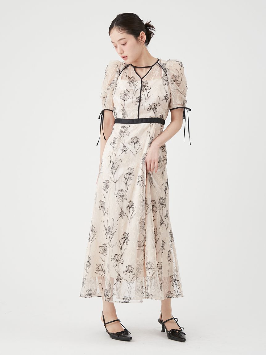 LILY BROWN「バイカラーエンブロイダリードレス」|ドレス|