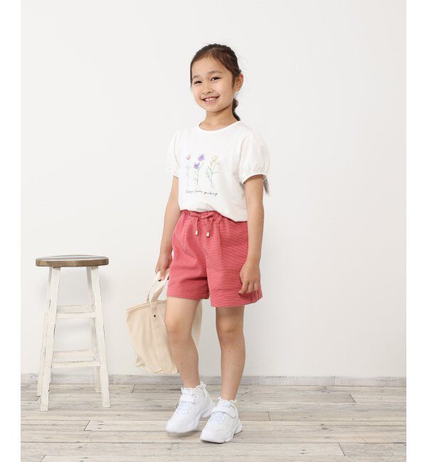 ikka kids「USAコットン パフスリーブプリントTシャツ（120~160cm）」|Tシャツ・カットソー|