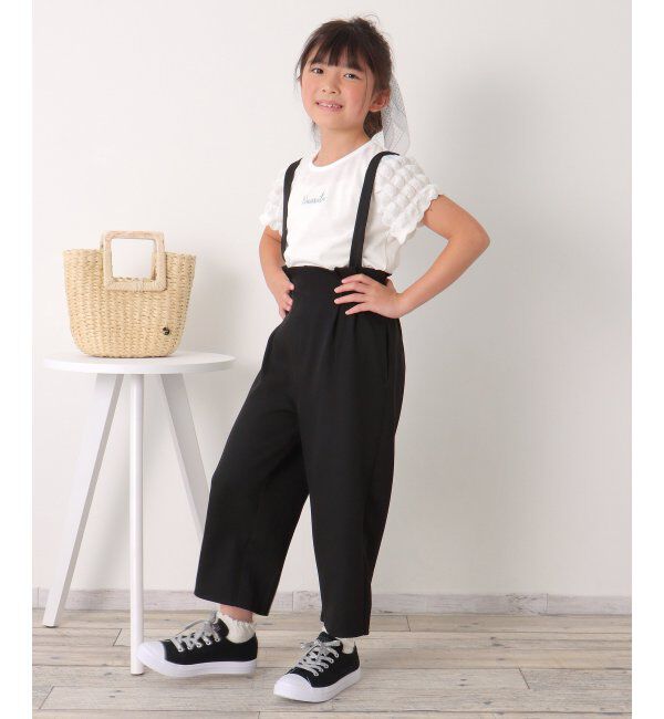 ikka kids「ストレッチサス付きワイドパンツ（120~160cm）」|その他|ブラック