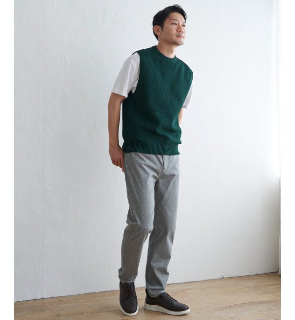 ikka「【洗濯機で洗える】GOKU楽ニット鹿の子ベスト」|ニット・セーター|