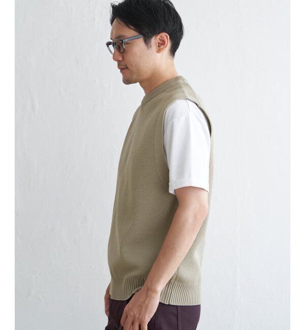 ikka「【洗濯機で洗える】GOKU楽ニット鹿の子ベスト」|ニット・セーター|