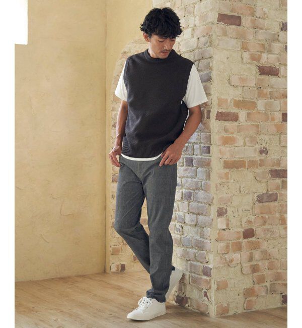 ikka「【洗濯機で洗える】GOKU楽ニット鹿の子ベスト」|ニット・セーター|